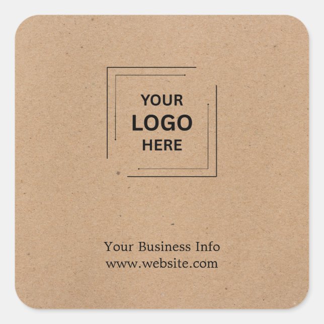 Rustic Kraft Modern Corporate Square Logo Design Sticker (Front)