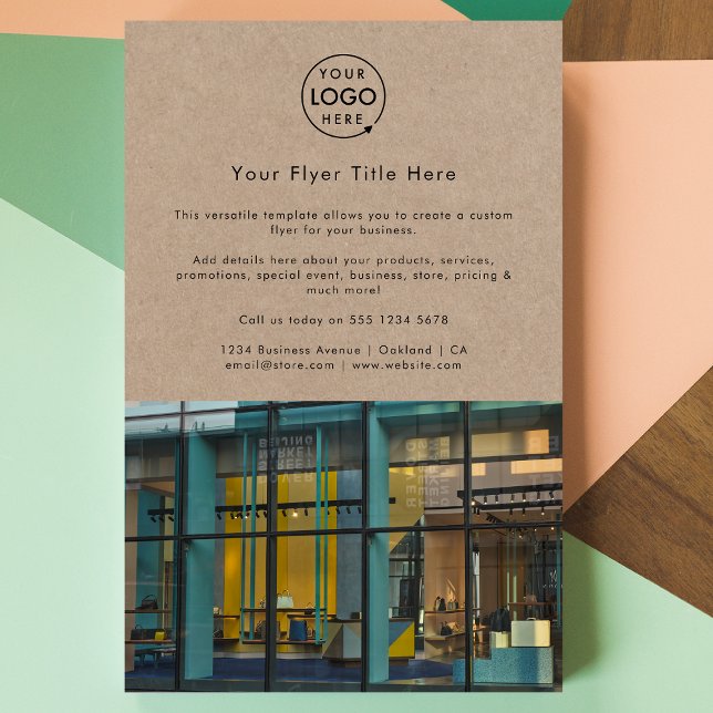 Rustic Kraft | Modern Photo Business Logo Flyer (Upload your logo and photo for a polished professional marketing flyer)