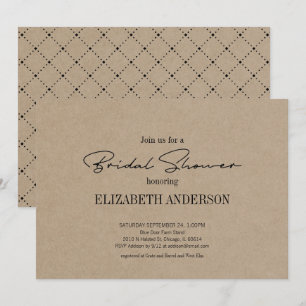 Rustic Kraft Modern Script With Ring Bridal Shower Invitation