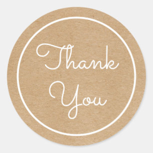 Rustic Kraft Modern Simple Chic Thank You Classic Round Sticker