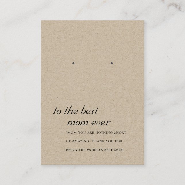 RUSTIC KRAFT MOM GIFT EARRING DISPLAY CARD (Front)