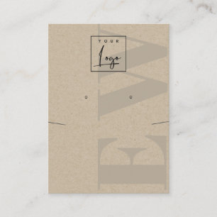 Rustic Kraft Monogram Stud Earring Logo Display Business Card