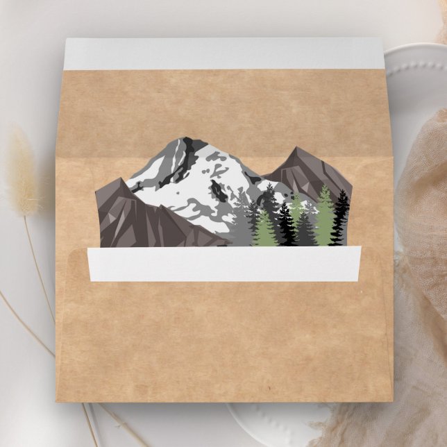Rustic Kraft Mountain Forest Wedding Envelope (Creator Uploaded)