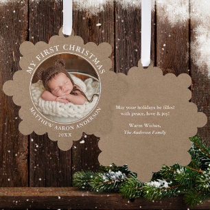 Rustic Kraft My First Christmas Photo Tree Decoration Card