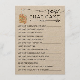 Rustic Kraft Name That Cake Bridal Shower Game Enclosure Card