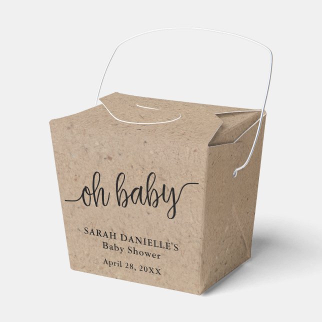 Rustic Kraft Oh Baby Custom Take Out Favour Box (Front Side)