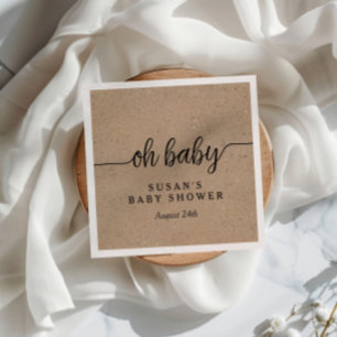 Rustic Kraft Oh Baby Shower Personalised Napkin