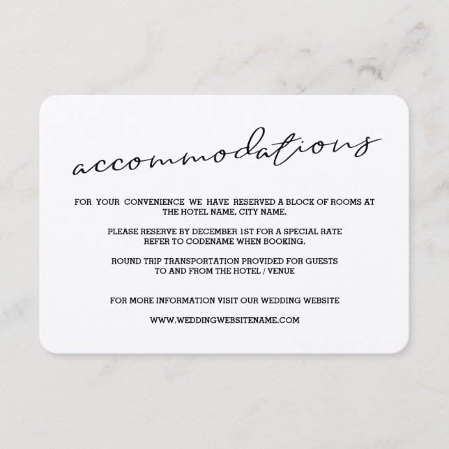 Rustic Kraft Paper Accommodations Cards (Front)