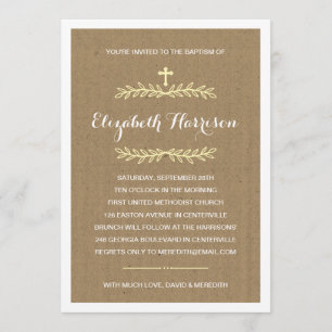 Rustic Kraft Paper   Baptism/Christening Invitation