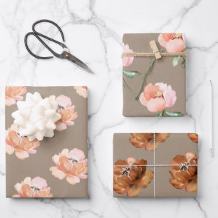 Rustic Kraft Paper Blush Peach And Cognac Flowers