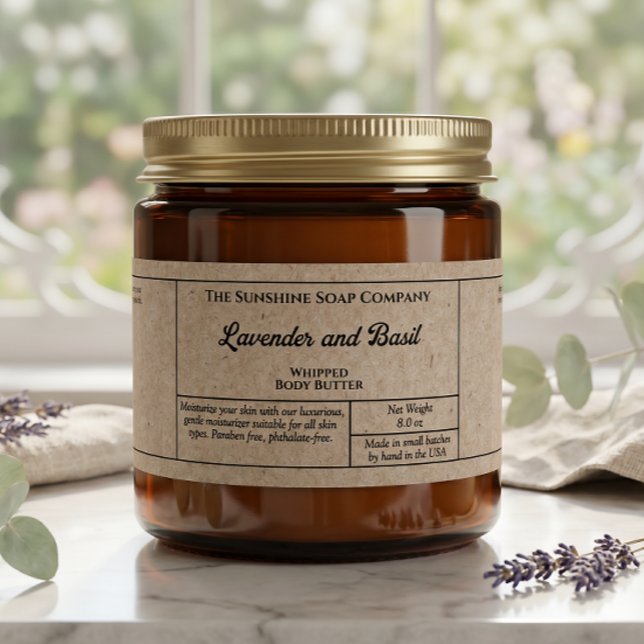 Rustic kraft paper body butter cosmetics jar label (Creator Uploaded)