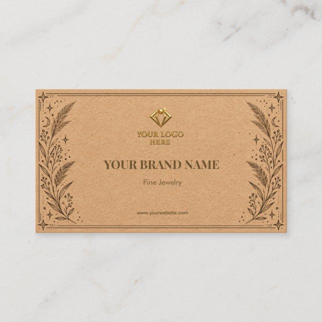 Rustic Kraft Paper Boho Earring Card (Front)
