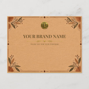 Rustic Kraft Paper Boho Jewellery Packing Slip Holiday Postcard