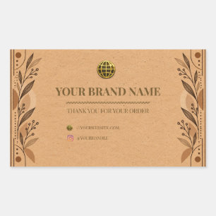 Rustic Kraft Paper Boho Rectangle Box Label