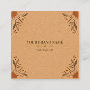 Rustic Kraft Paper Boho Square Ring Display Card
