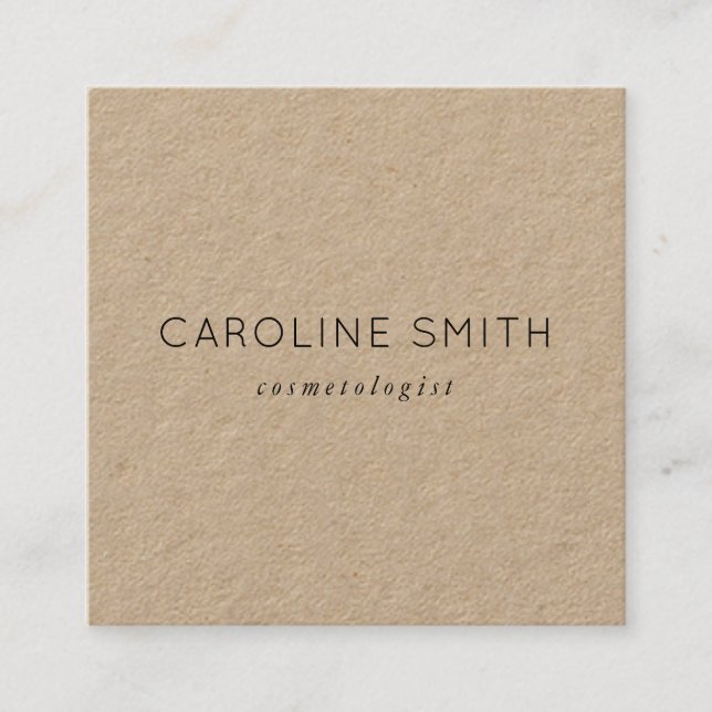 Rustic Kraft paper chic feminine square Square Business Card (Front)