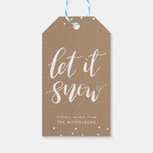 Rustic Kraft Paper Christmas   Let It Snow Gift Tags