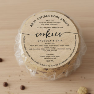 Rustic Kraft paper Cookies Label Cottage law Label