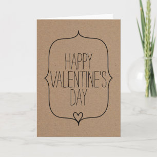 Rustic Kraft Paper Cute Heart Happy Valentines Day Holiday Card