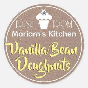 Rustic Kraft Paper Doughnut Cupcake Cake Pastry La Classic Round Sticker