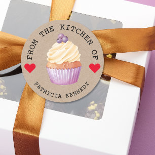 Rustic Kraft Paper From The Kitchen Of  Cupcakes  Classic Round Sticker