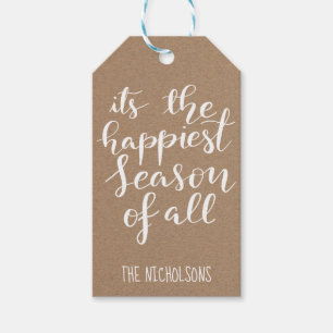 Rustic Kraft Paper Happiest Season Script Gift Tags