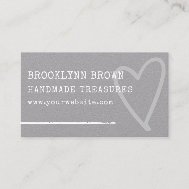 Rustic Kraft Paper Heart Graphic Minimalist Simple Business Card (Front)