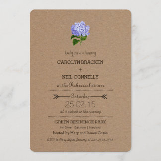 Rustic Kraft Paper Hydrangea Rehearsal Dinner Invitation