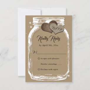 Rustic Kraft Paper Mason Jar Wedding RSVP Card