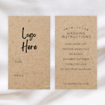 Rustic Kraft Paper Price Washing Instructions Tag