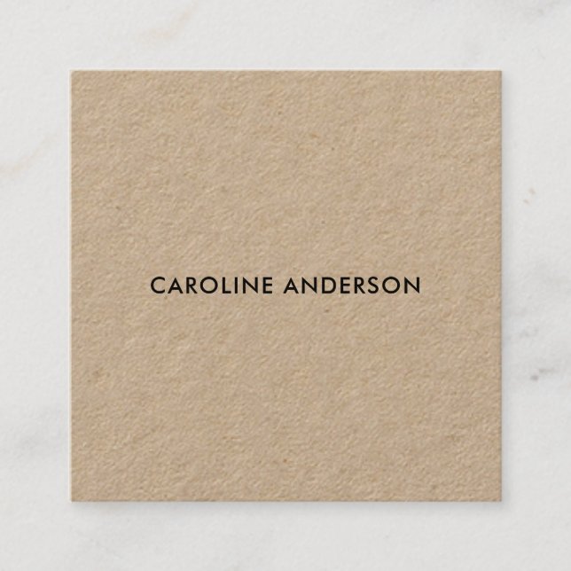 Rustic kraft paper professional square square business card (Front)
