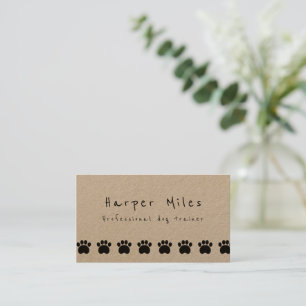 Rustic kraft paper puppy dog trainer business card