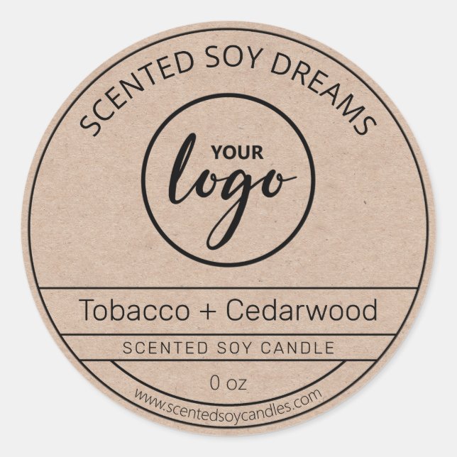 Rustic Kraft Paper Soy Candle Labels (Front)