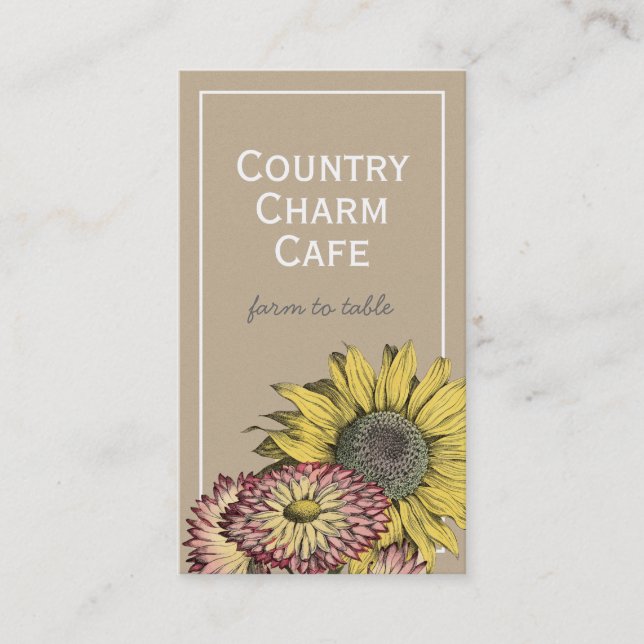 Rustic Kraft Paper Sunflower Floral Business Card (Front)