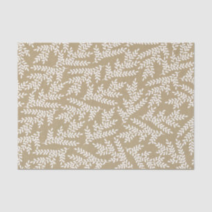 Rustic Kraft Paper Textured White Foliage Pattern