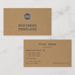 Rustic Kraft Paper Vintage Brown Classic with Logo Business Card