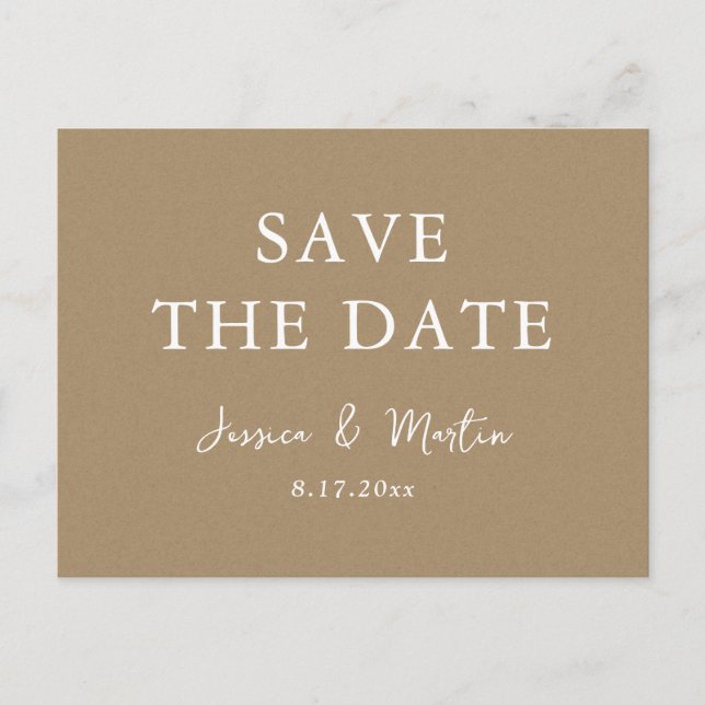 Rustic Kraft Paper Wedding Save The Date Announcement Postcard (Front)