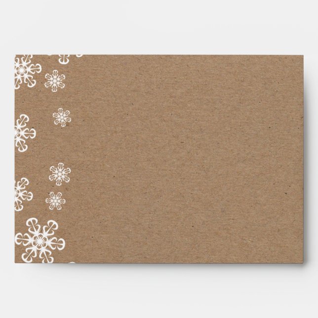 Rustic Kraft Paper White Snowflakes Christmas Envelopes (Front)