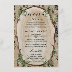 Rustic Kraft Paper Winter Woodland Dinner Menu