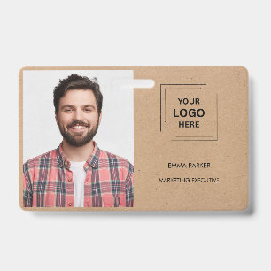 Rustic Kraft Photo Employee Identity Design ID Badge