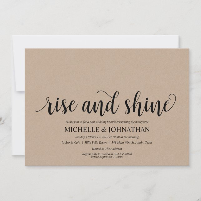 Rustic Kraft Post Wedding Brunch Invitation Card (Front)