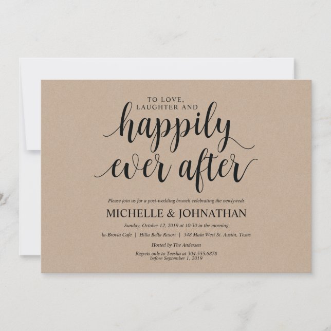 Rustic Kraft Post Wedding Brunch Invitation Card (Front)