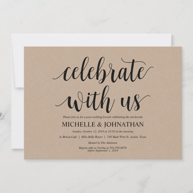 Rustic Kraft Post Wedding Brunch Invitation Card (Front)