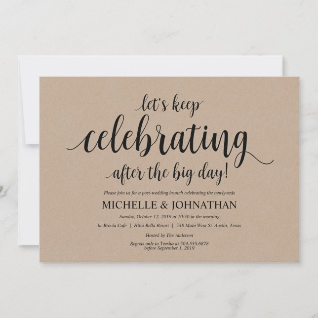 Rustic Kraft Post Wedding Brunch Invitation Card (Front)