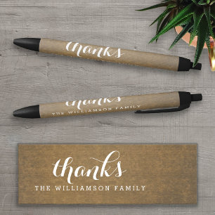 Rustic Kraft Print - Thanks Thanksgiving Family Black Ink Pen