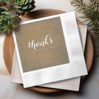 Rustic Kraft Print - Thanks Thanksgiving Family Napkin