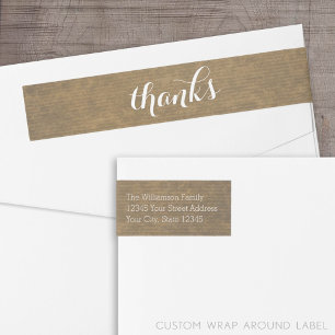 Rustic Kraft Print - Thanks Thanksgiving Family Wrap Around Label