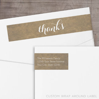 Rustic Kraft Print - Thanks Thanksgiving Family Wrap Around Label