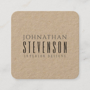 Rustic Kraft Professional Black Square Business Card