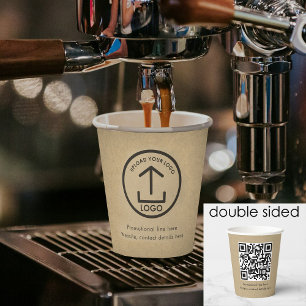 Rustic Kraft Professional Business Logo QR Code Paper Cups